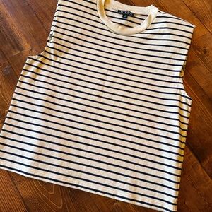 J. Crew Navy Striped Cream Top